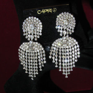 NWT Capri Chandelier Rhinestone Drop Earrings VTG